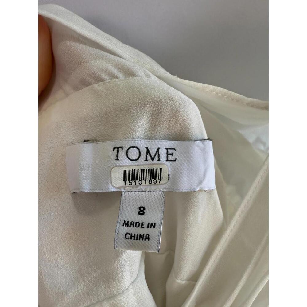 TOME x RTR White Pleated Midi Dress Size 8 stains and mesh tear - Picture 6 of 15